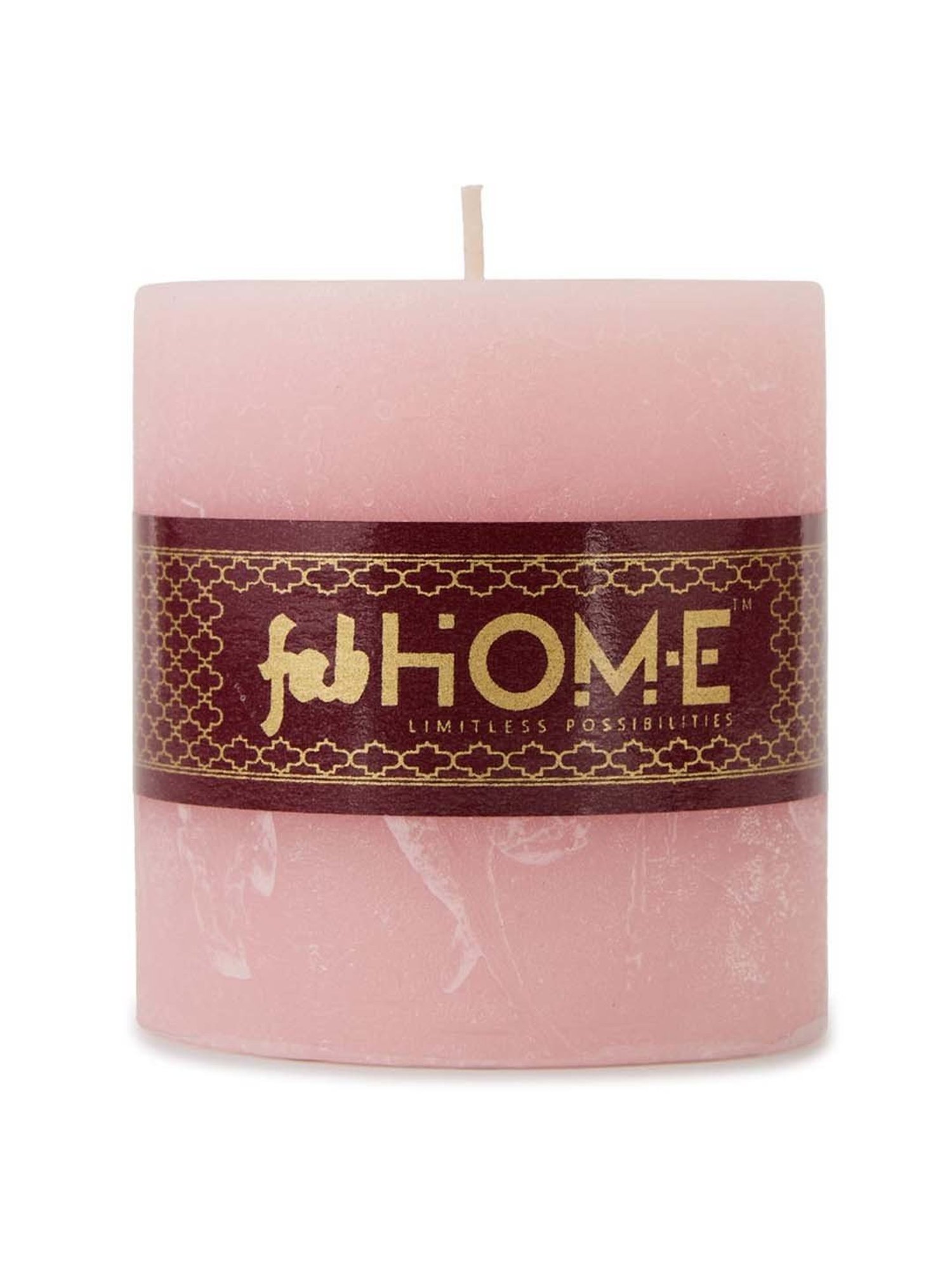 Fabindia Home Rose Pink Wax Pillar Candle