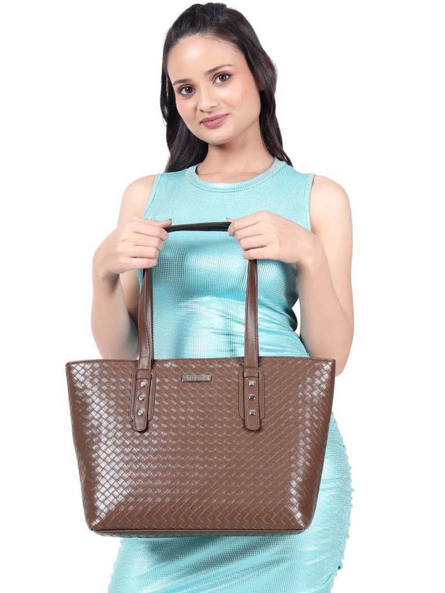 Toteteca Brown Textured Medium Shoulder Bag