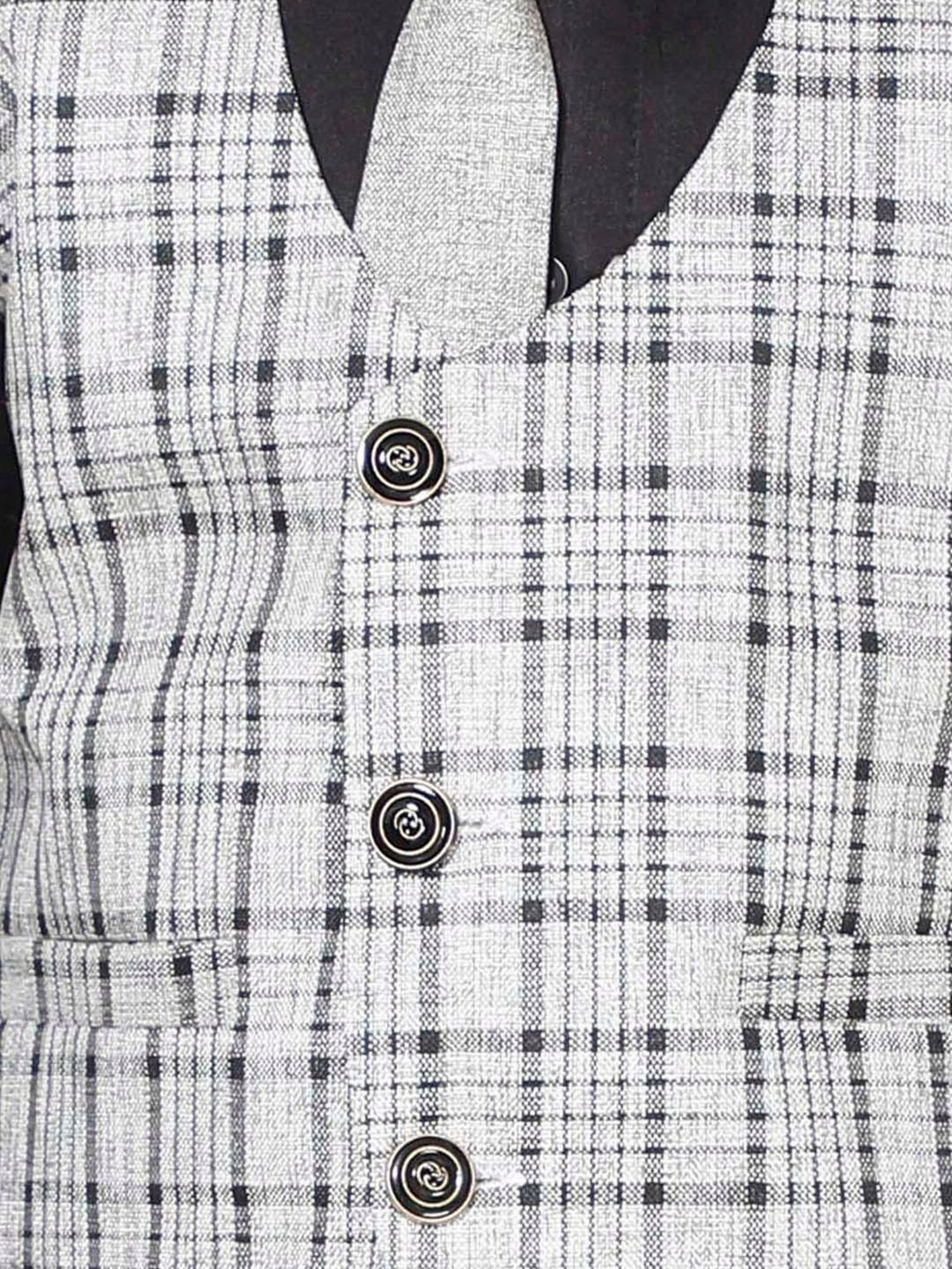 Fourfolds Boys Grey Checks Full Sleeves Clothing Set