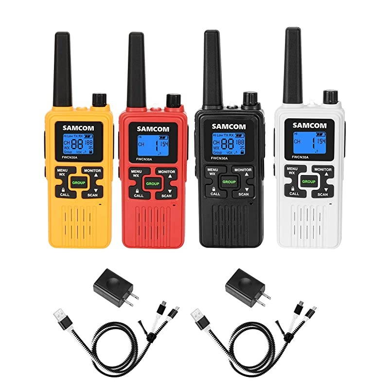 Two Way Radio 22CH 1250mAh USB Rechargeable Battery LCD Display LED Flashlight License Free Walkie Talkies Long Range with Group VOX SCAN NOAA Call Alert Function 4 Packs