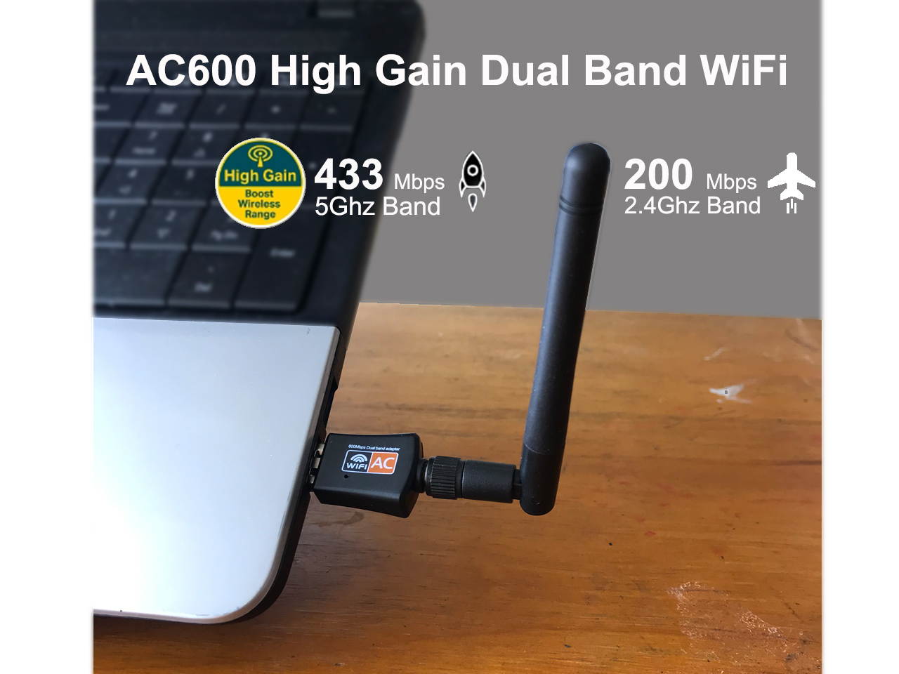 600Mbps USB WiFi Adapter, AC600 Dual Band Wireless USB Adapter 2.4G 5.0G High Gain 2dBi Antenna 802.11ac,Mini Wireless Network Card Supports Windows 10 8 7 Vista XP, Mac OS,Linux