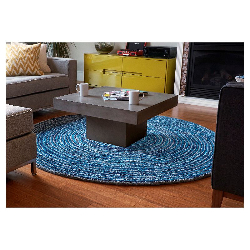 8' Round Anji Mountain Round Ripple Blue Skies Rug