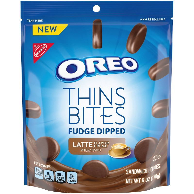 Oreo Thins Bites Fudge Dipped Latte Sandwich Cookies  - 6oz