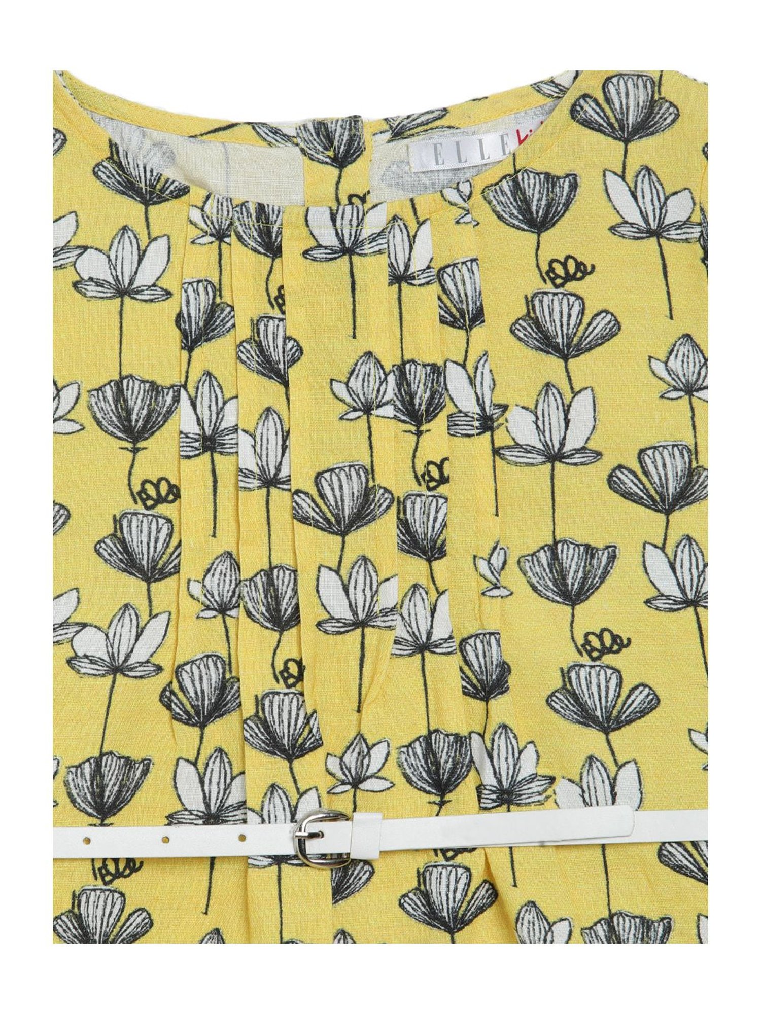 Elle Kids Yellow Cotton Printed Dress
