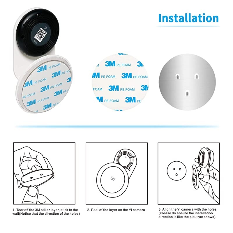 Pack Wall Mount for Yi Home Security Camera No Punching Extremely Simple Installation Camera is NOT Included