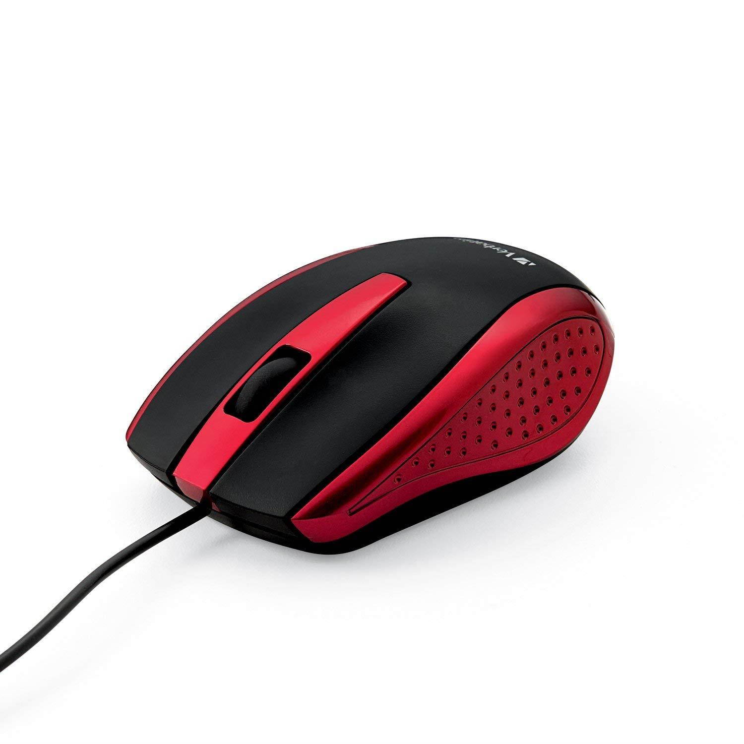 Verbatim Optical Mouse - Wired with USB Accessibility - Mac & PC Compatible - Red