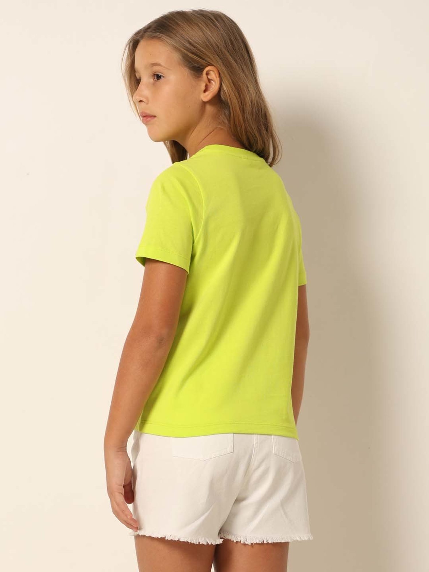 VERO MODA GIRL Lime Green Cotton Printed T-Shirt