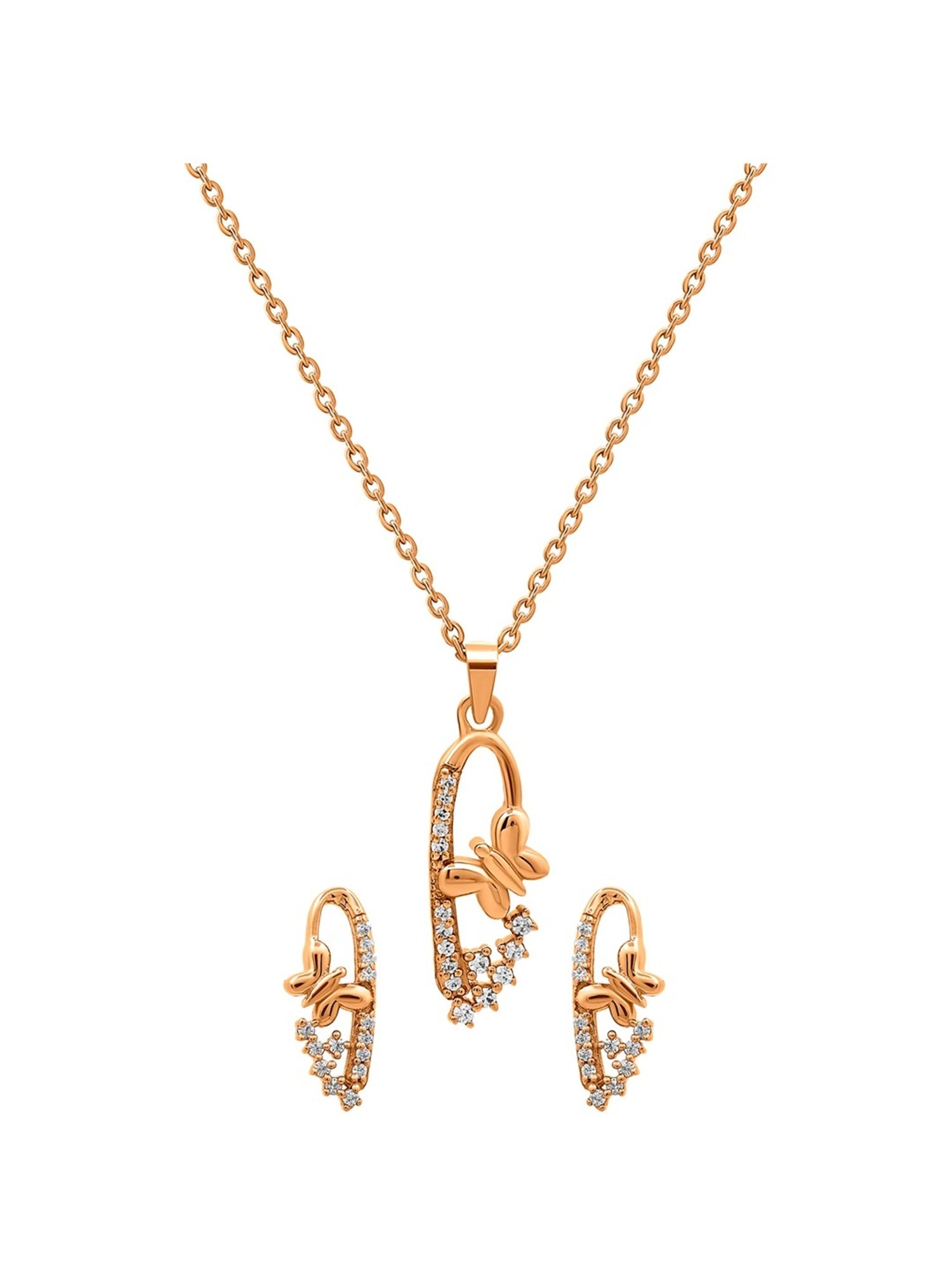 Silberry 92.5 Sterling Rose Gold Serene Pendant Set