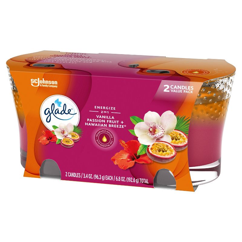 Glade Hawaiian Breeze  Vanilla Passion Fruit Twin Candle - 2pk/6.8oz