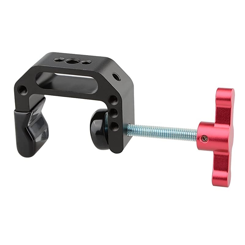 C-Clamp with 1/4 and 3/8 Thread Hole for Camera Monitor(Red T-Handle)