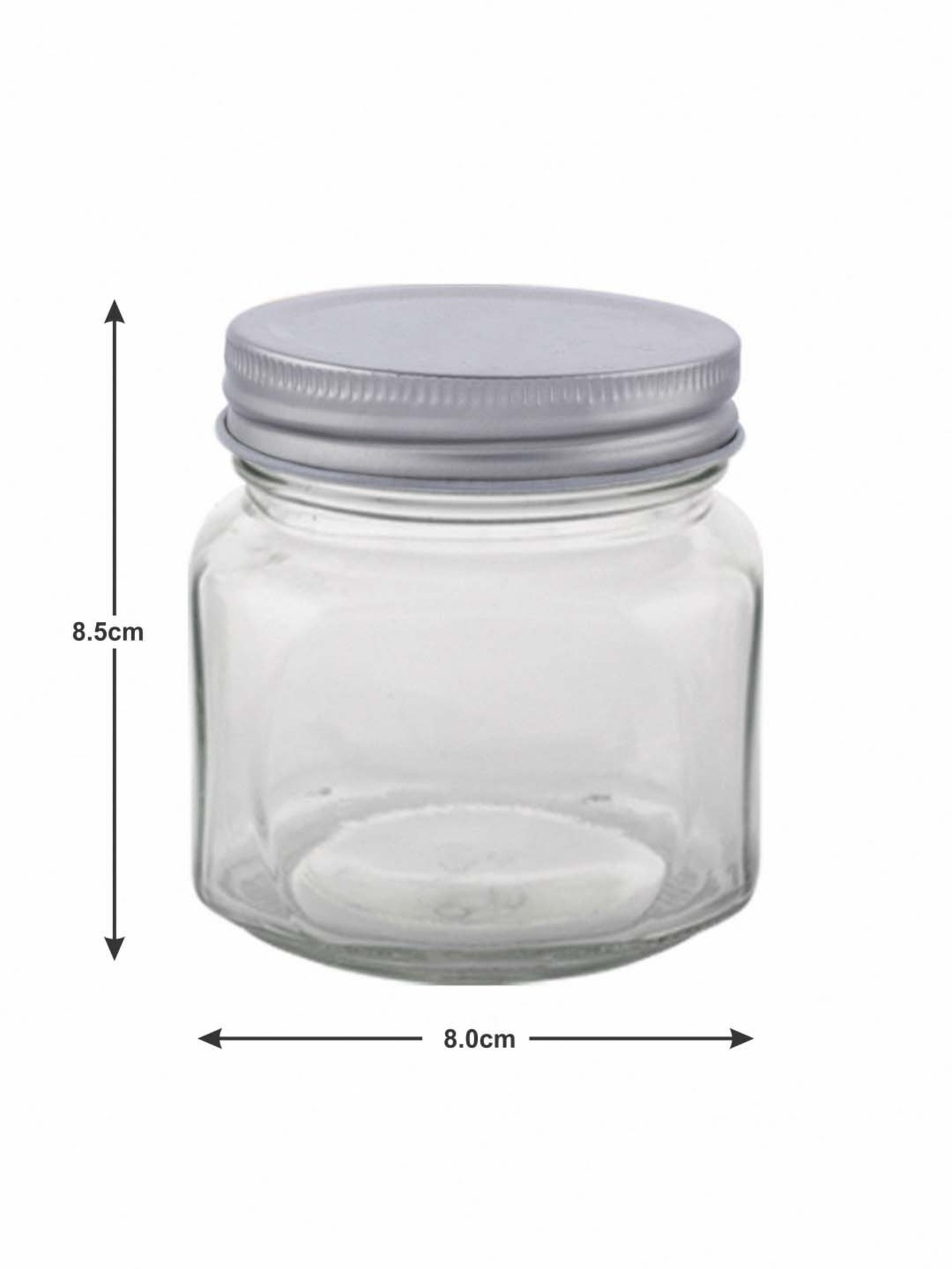White Gold Transparent Glass Storage Jars (300 ml) - Set of 6