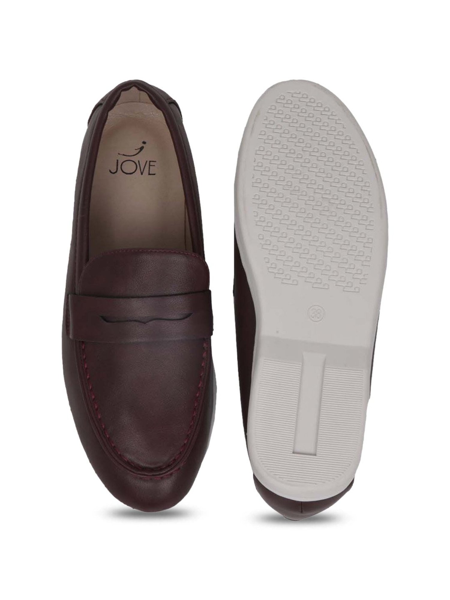 Jove Women's Maroon Casual Loafers