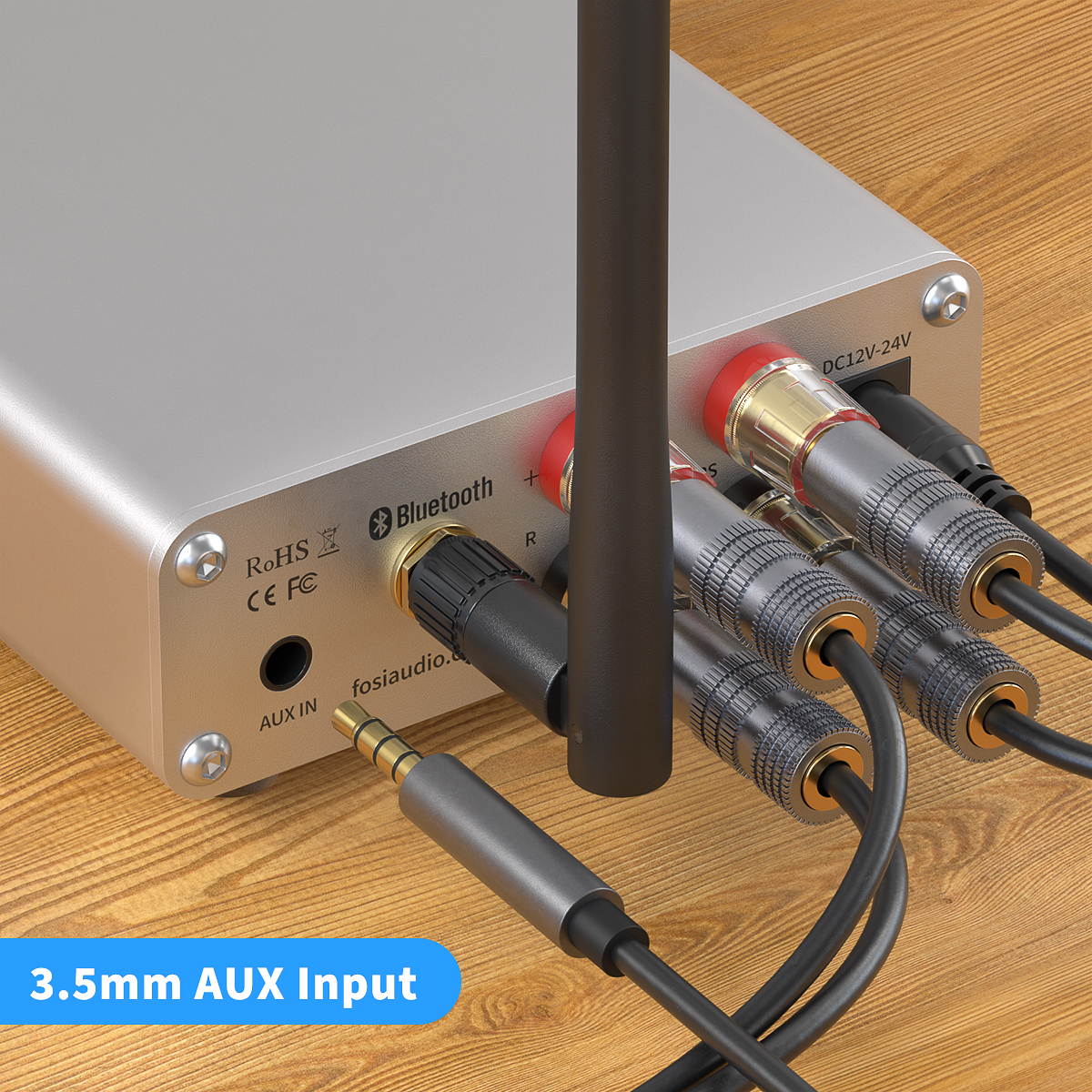 Bluetooth 5.0 Stereo Audio Amplifier Receiver 2 Channel Class D Mini Hi-Fi Integrated Amp for Home Speakers 50W x 2 TPA3116 - Fosi Audio BT10A-Silver