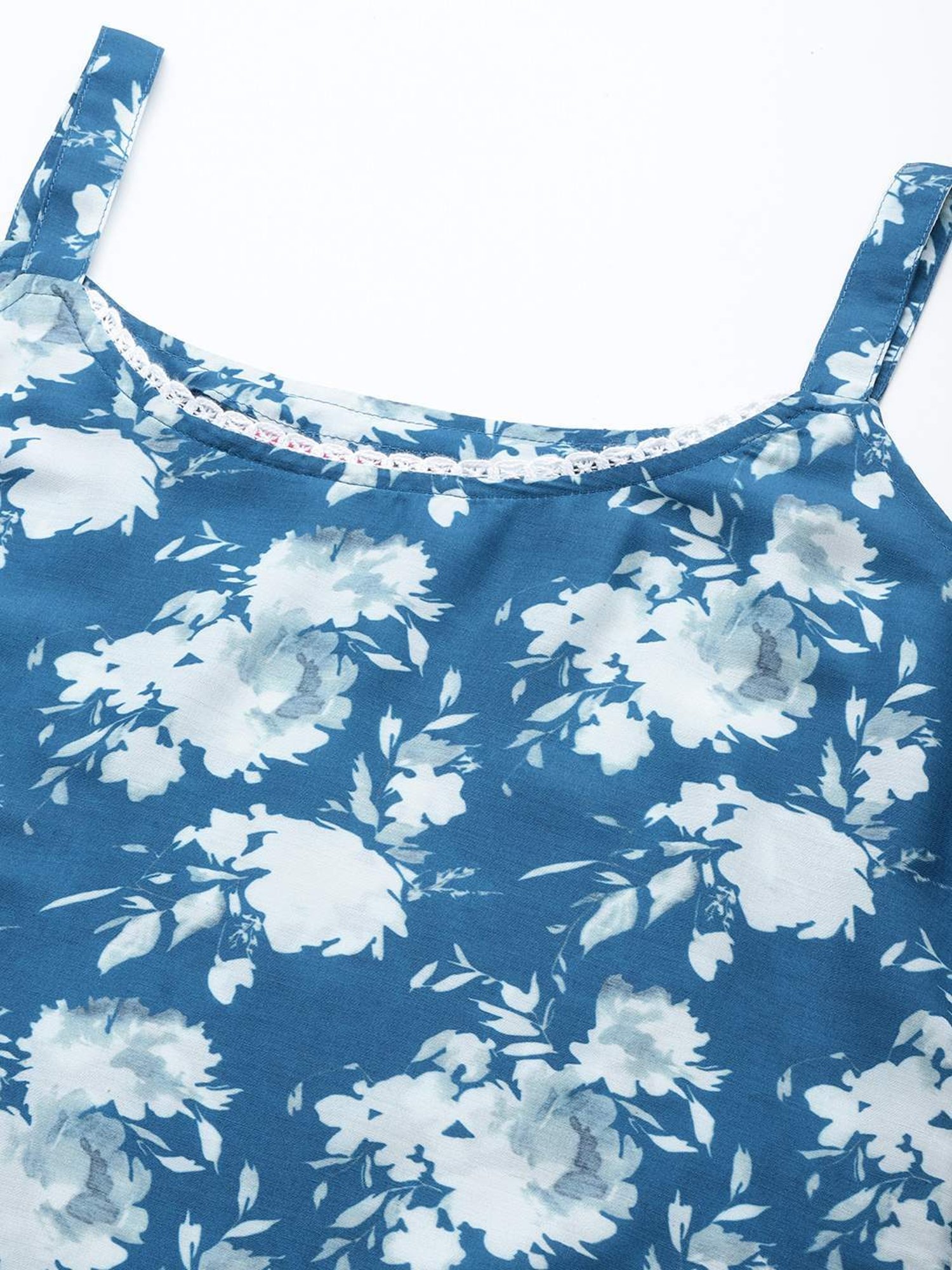 Varanga Blue Cotton Printed Kurta Pant Set With Dupatta