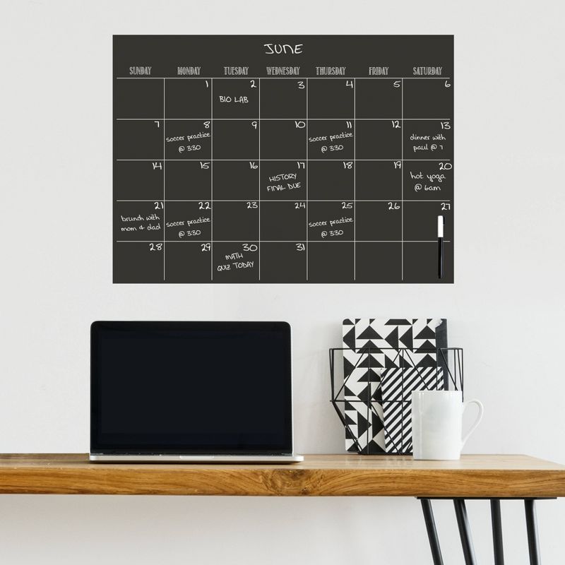Wall Pops!  Dry Erase Board Calendar 17.5" x 24" - Charcoal Chalk Board
