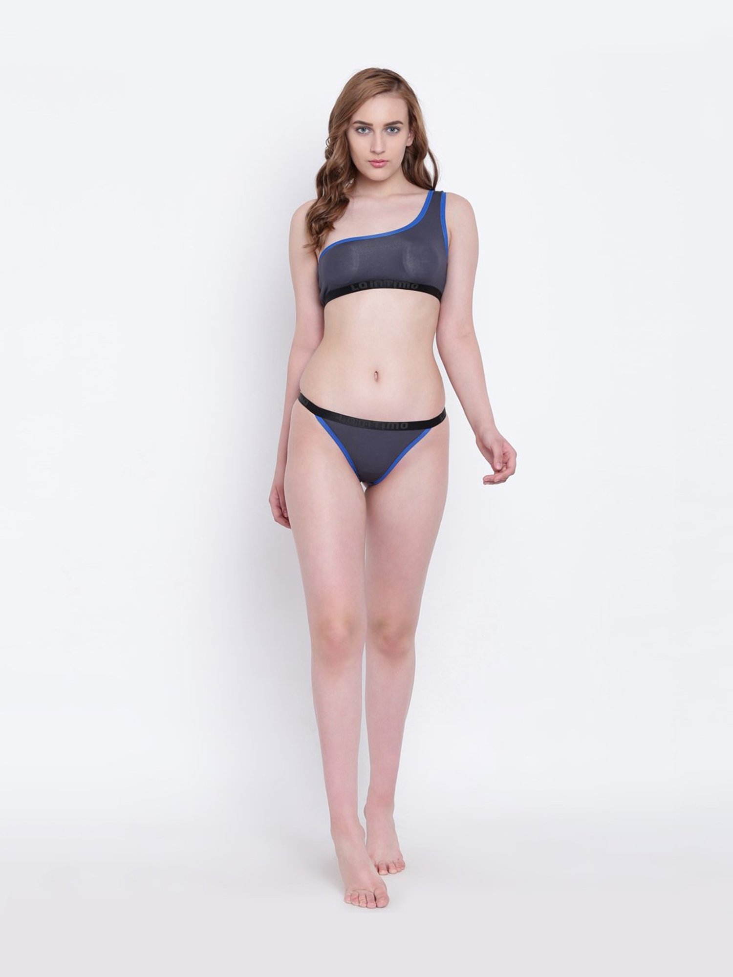 La Intimo Grey Beach Pop One Shoulder Bra