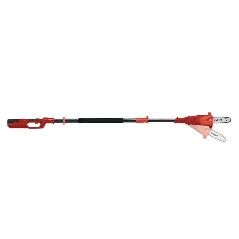 Sun Joe iON8PS2-LT-RED 8'' 40-Volt iONMAX Cordless Telescoping Multi-Angle Pole Chain Saw Kit