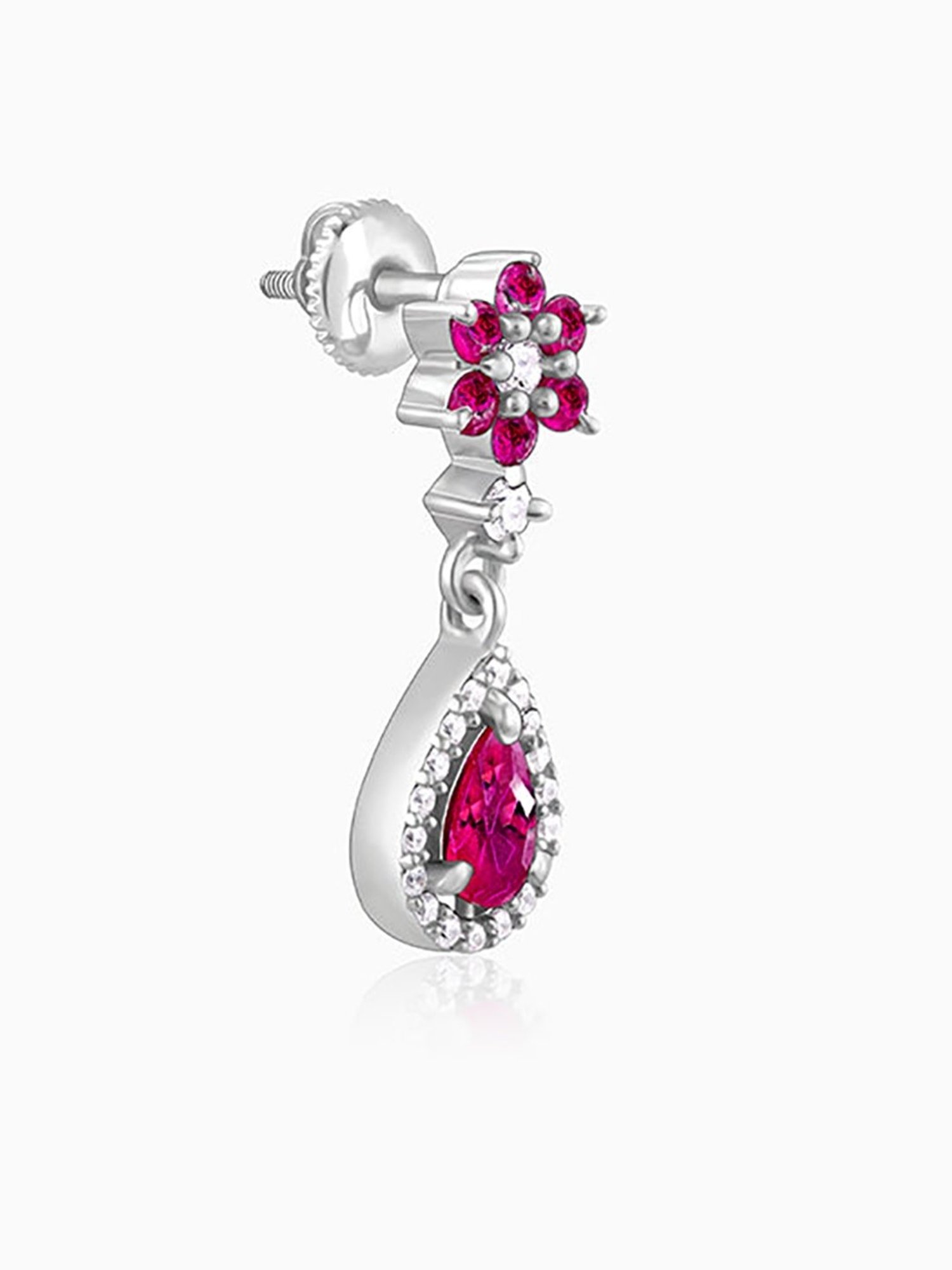 GIVA 92.5 Sterling Silver Pink Flower Drop Earrings for Women