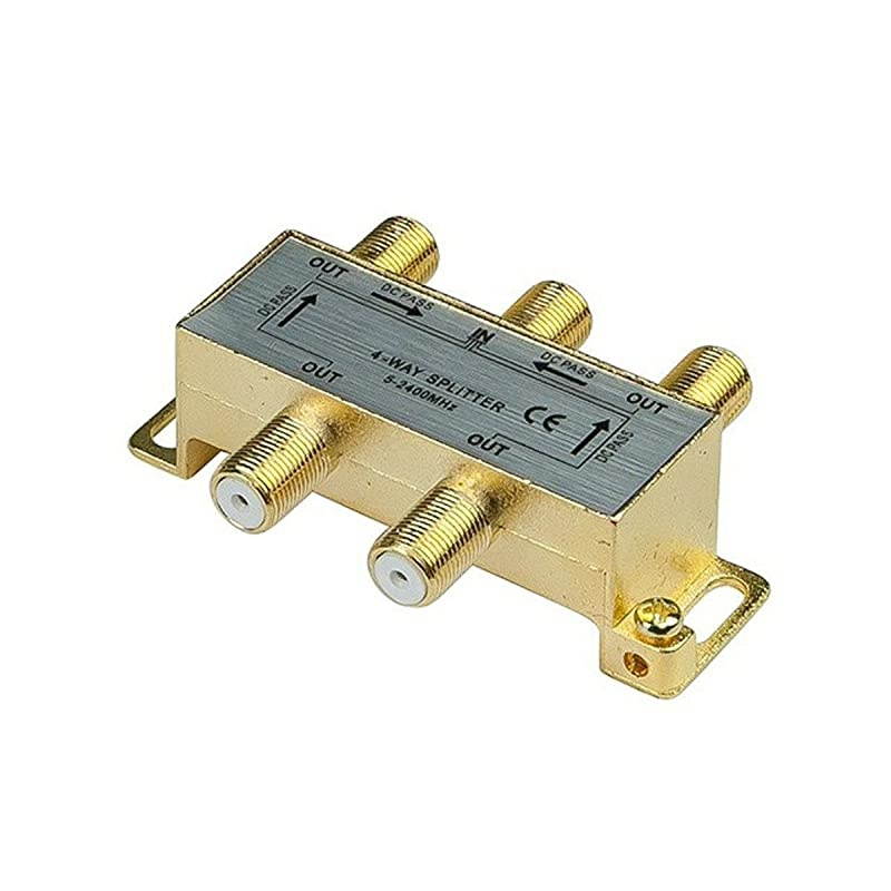 11001510 10Pack Glod Plated 24 Ghz 4Way Coaxial Cable Splitter FType Screw for Video Satellite SplitterVCRCable SplitterTV SplitterAntenna SplitterRG6 Splitter