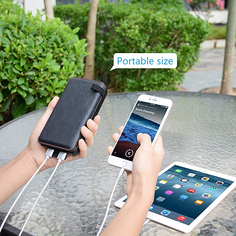 Solar Charger 25000mAh Portable Power Bank with 2 USB Output Waterproof Battery Pack Compatible with Most Phones Tablets and More