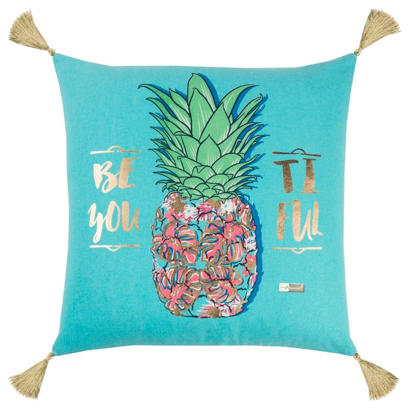 18"x18" Pineapple Square Throw Pillow Blue - Simply Southern