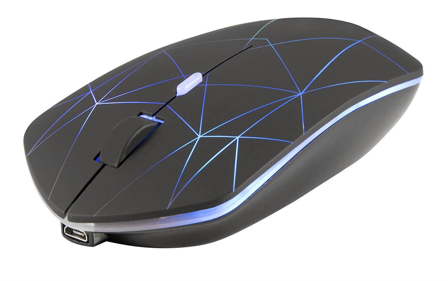Rechargeable Wireless Mouse Illuminating,Powered by Li-Polymer Battery, with Optical Sensor Nano USB Receiver,3 Stage DPI Speed, 4 Buttons for PC, Laptop, Tablet, MacBook (Firework-Illuminating)