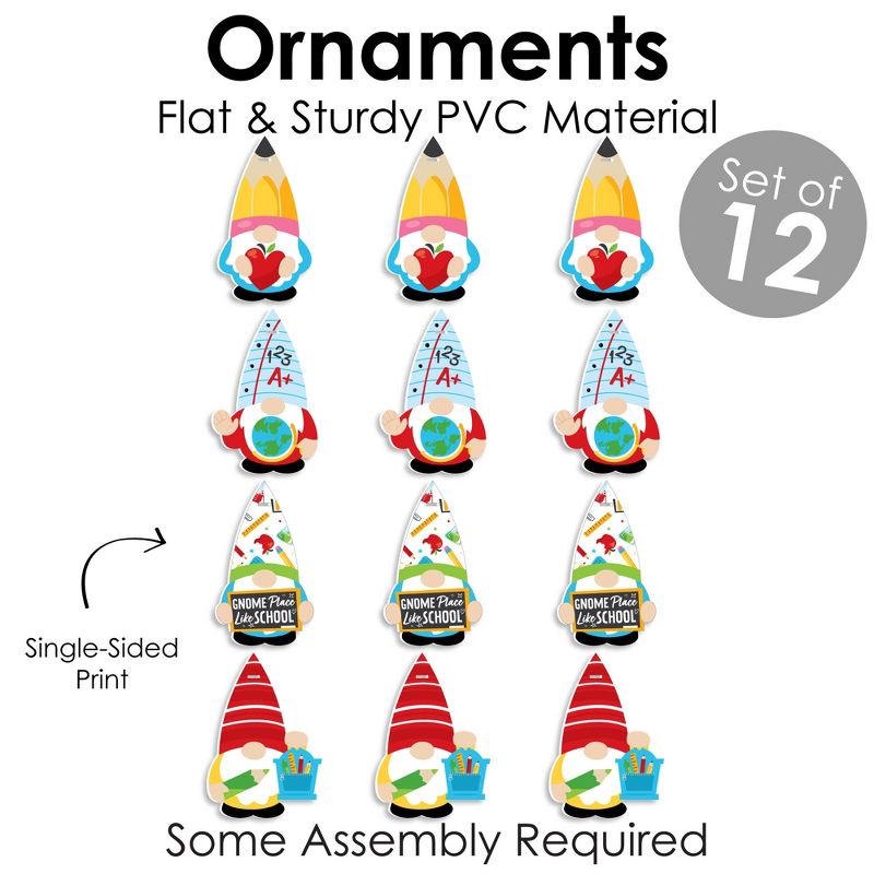 Big Dot of Happiness School Gnomes - Teacher and Classroom Decorations - Tree Ornaments - Set of 12