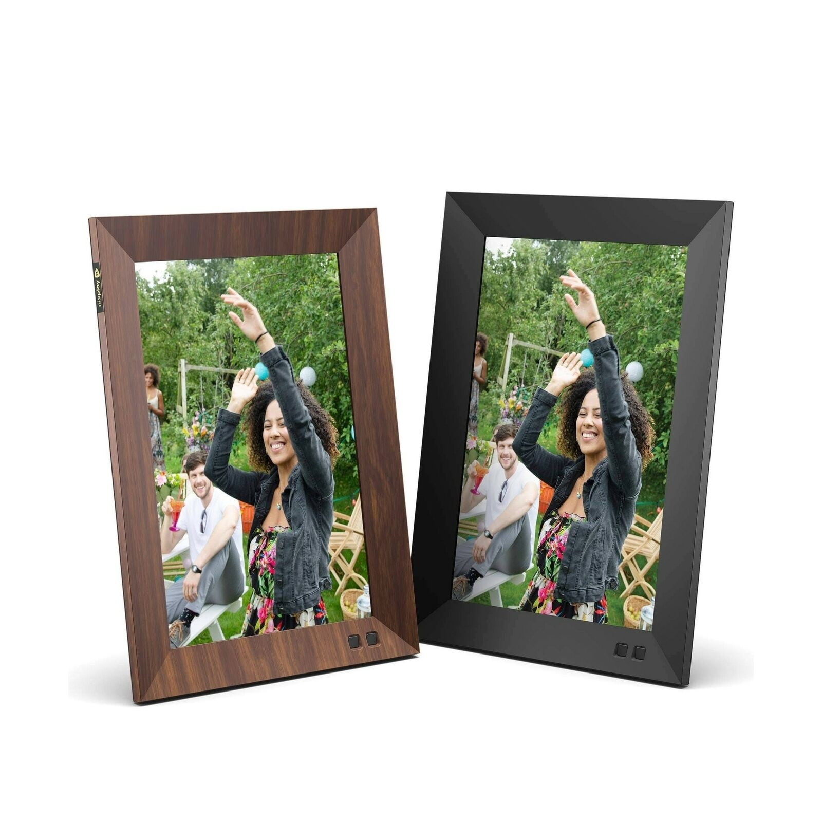 Nixplay Smart Digital Picture Frame Bundle - 10 inch Black and Wood Effect