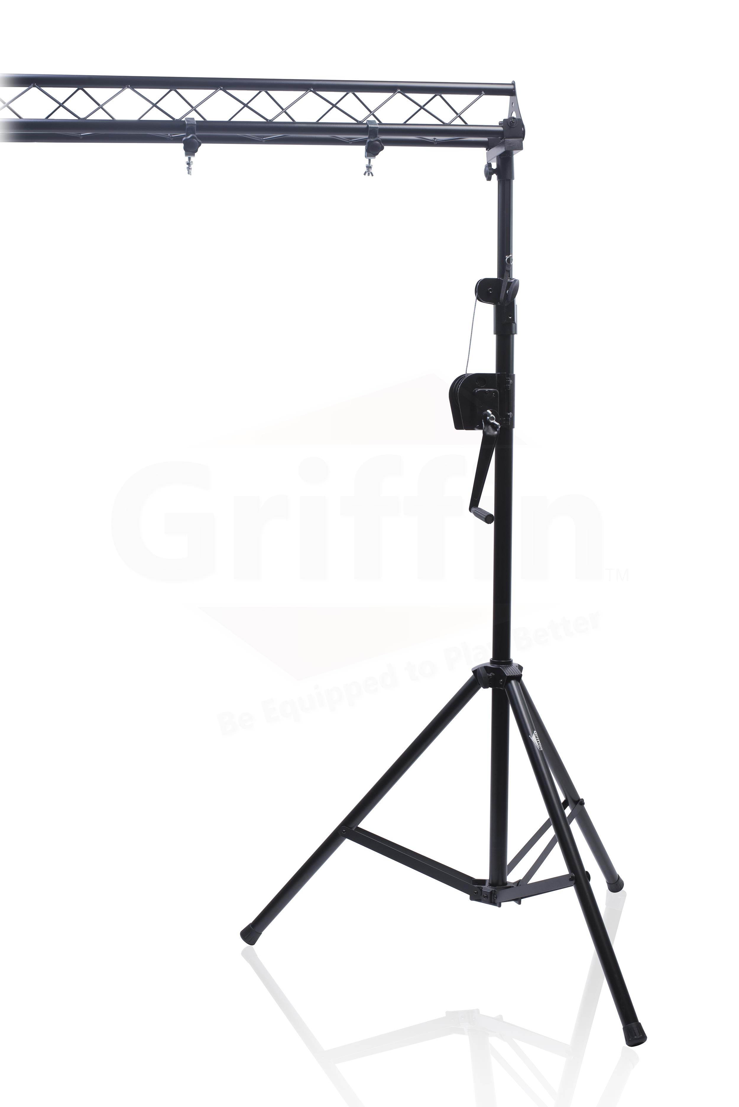 GRIFFIN - Crank Up Triangle Light Truss System | DJ Booth Trussing Stand Kit for Light Cans & Speakers | Pro Audio Lighting Stage Platform Hardware Package | Portable Music Equipment Mount Gear Holder