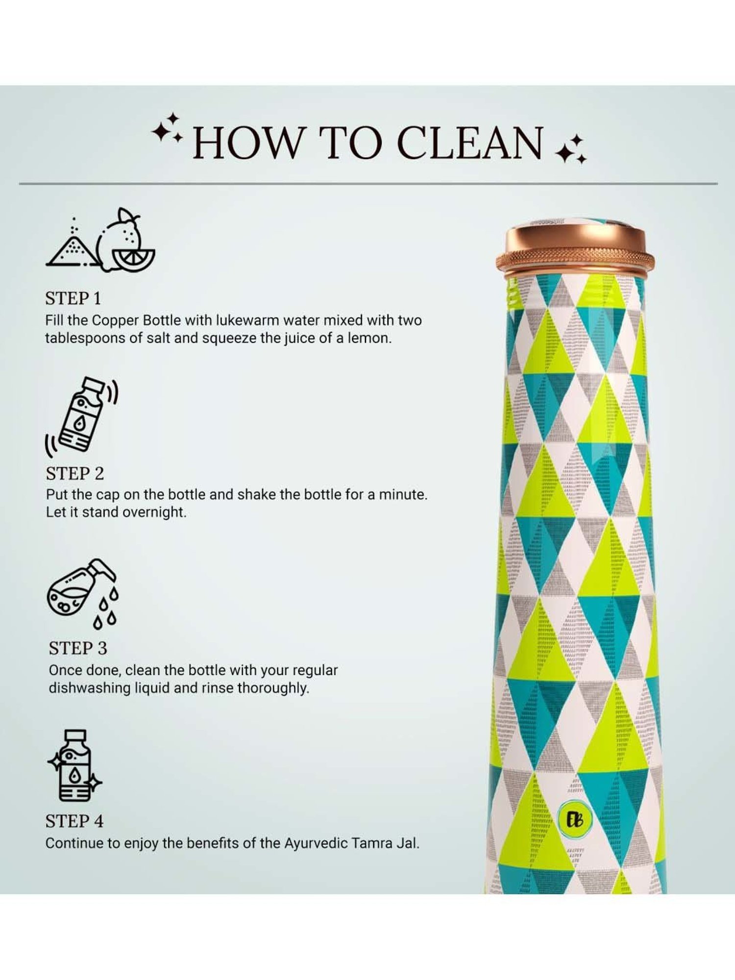 Everything Beautiful Green Copper Water Bottle - Slim (0.75 L)