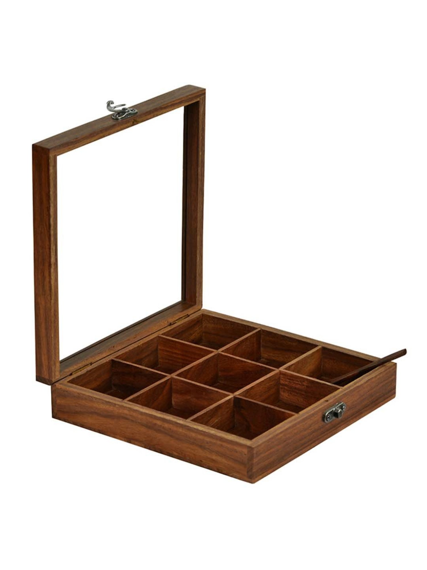 ExclusiveLane Spice Box With Spoon In Sheesham Wood