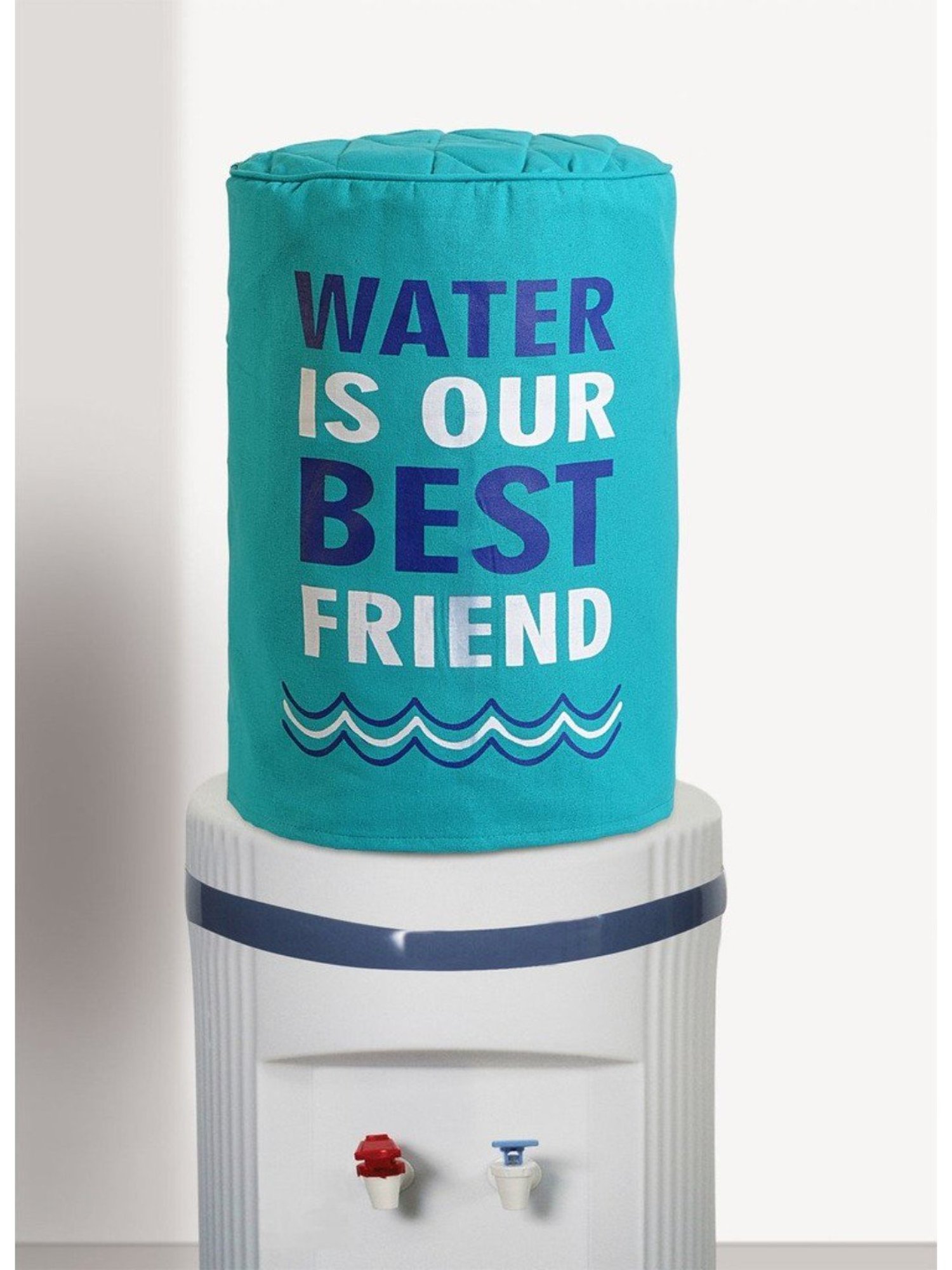 Swayam Printed Turquoise Blue Cotton Water Bottle Cover for 20 Liter Jar