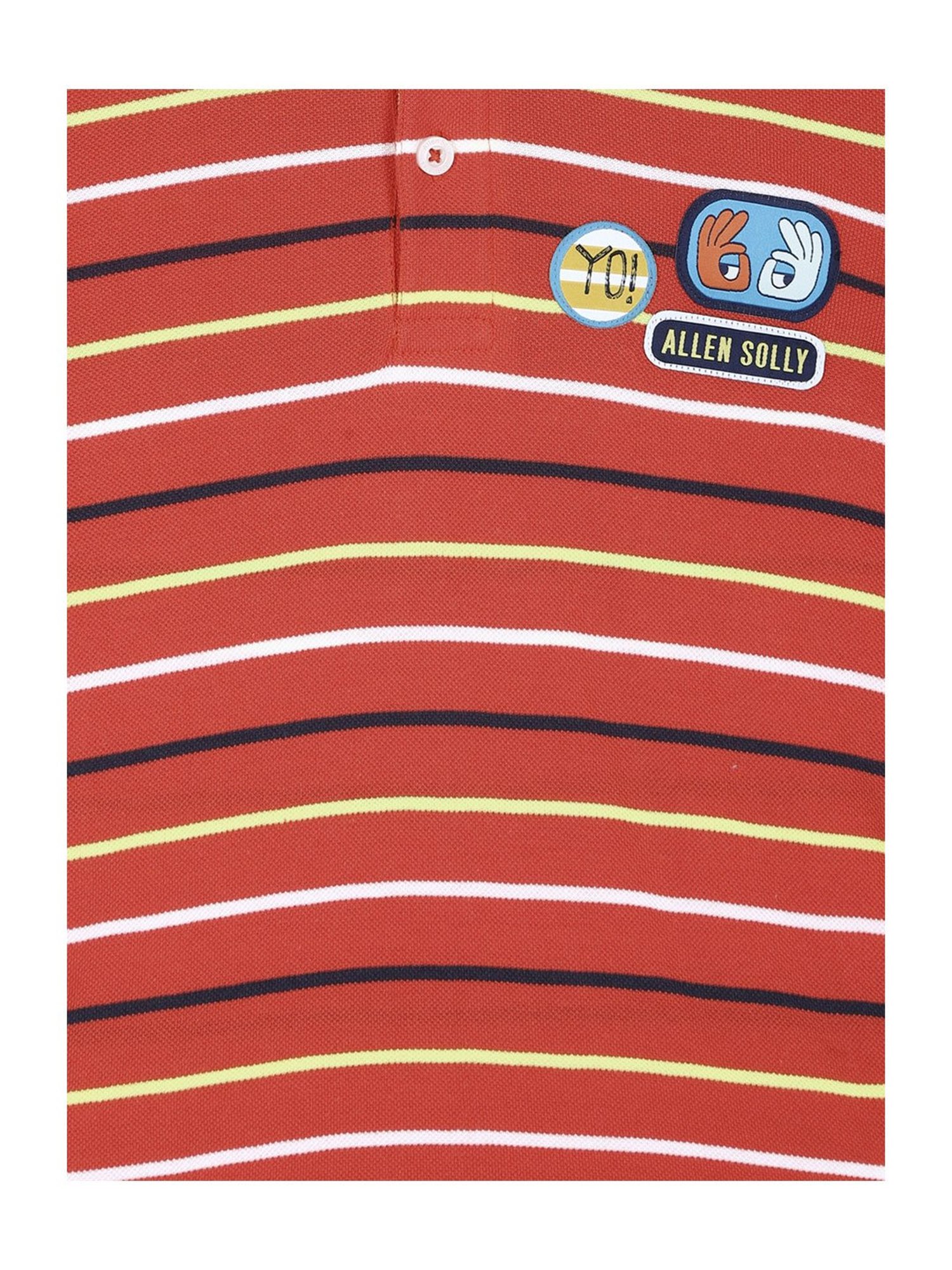 Allen Solly Junior Red Striped Polo T-Shirt