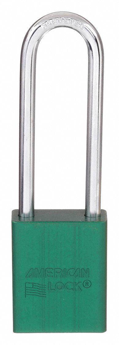 Padlock, Aluminum, Green, Key Different