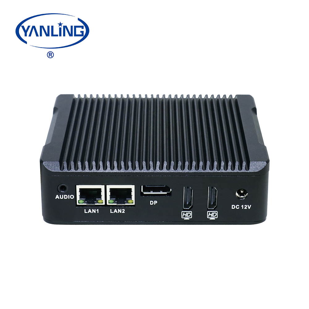 Fanless Mini PC,Intel Celeron N3160 Quad Core Dual Lan Mini Cmputer,Desktop Computer for Win 7 8 10 Linux OS with 1DP/2HDMI/2USB3.0/4USB2.0/1COM(4G RAM/32G SSD)