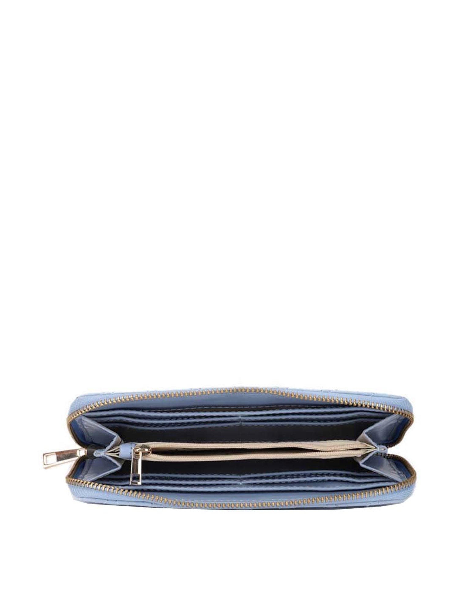 KLEIO Blue Quilted Zip Around Wallet for Women