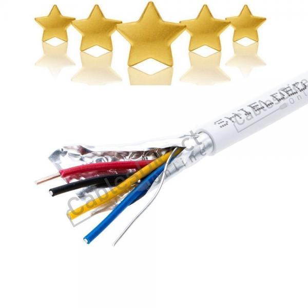 22/4 Solid 500FT Shielded Low Voltage Security Alarm Wire Cable Burglar Station Bulk PVC Pull-Out Box