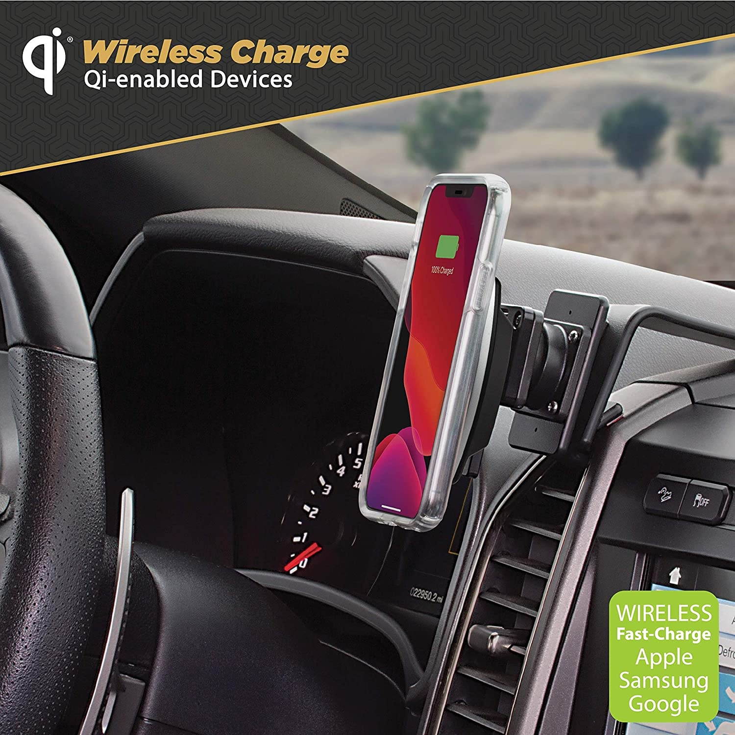 SCOSCHE PCQIFD01 ProClip Center Dash Mount with MagicMount Qi-Certified Charger Compatible with 2015 to 2020 Ford F-150 and Ford Raptor