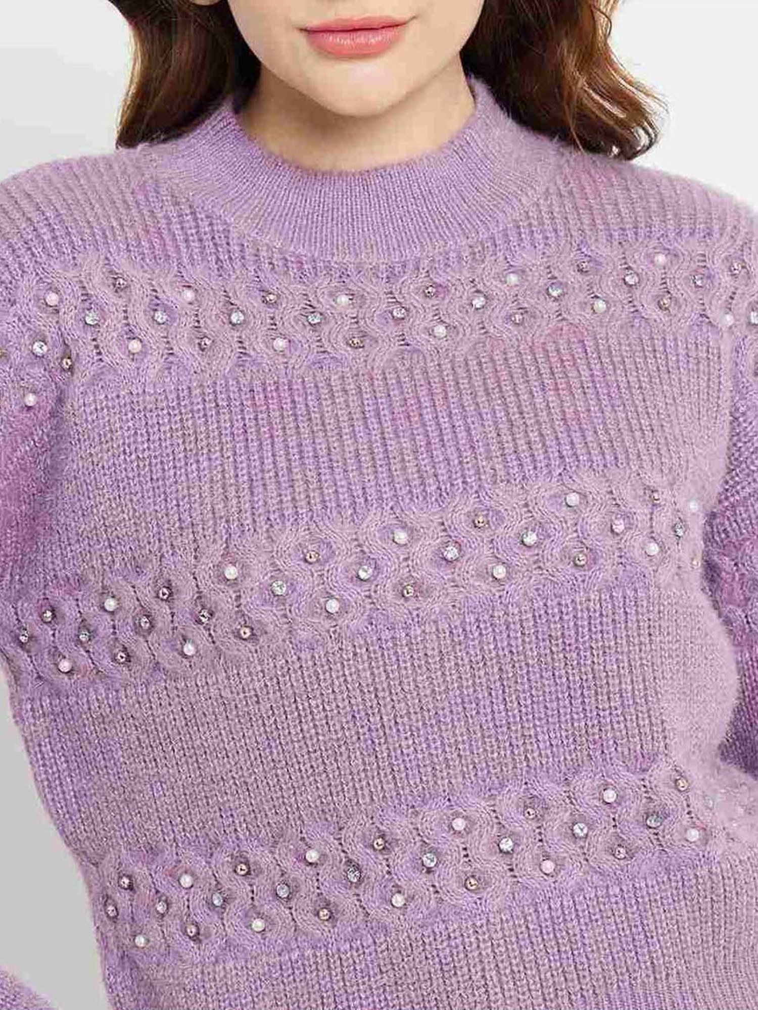 MADAME Purple Embellished Sweater