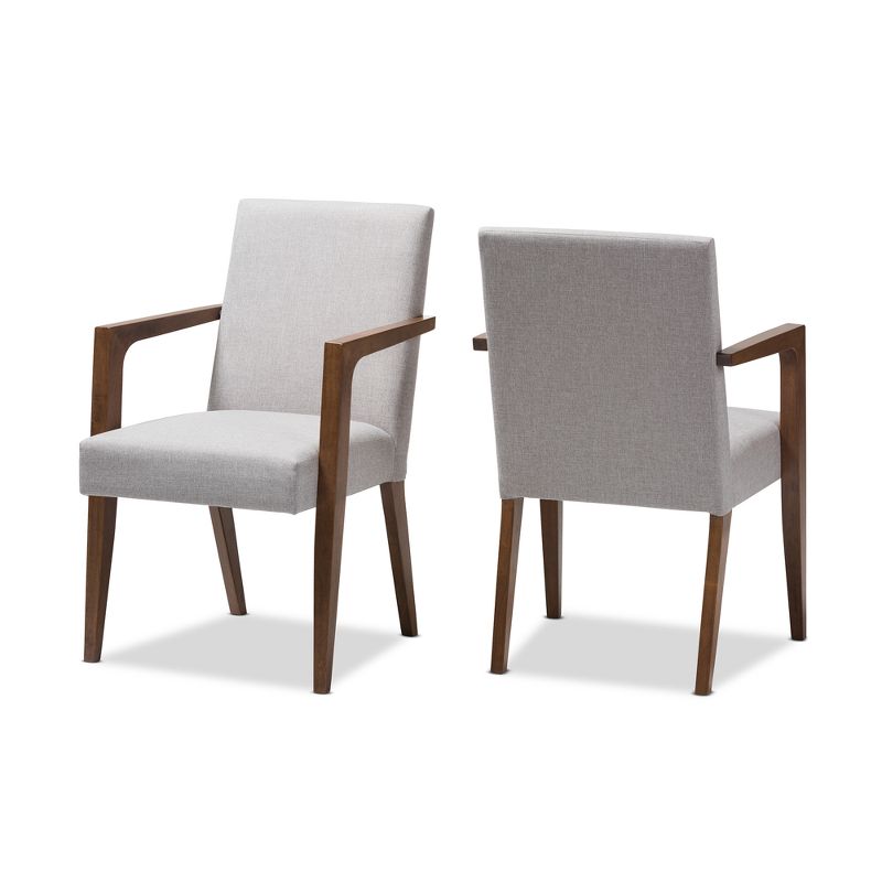 Set of 2 Andrea Mid - Century Modern Upholstered Wooden Armchair - Grayish Beige - Baxton Studio