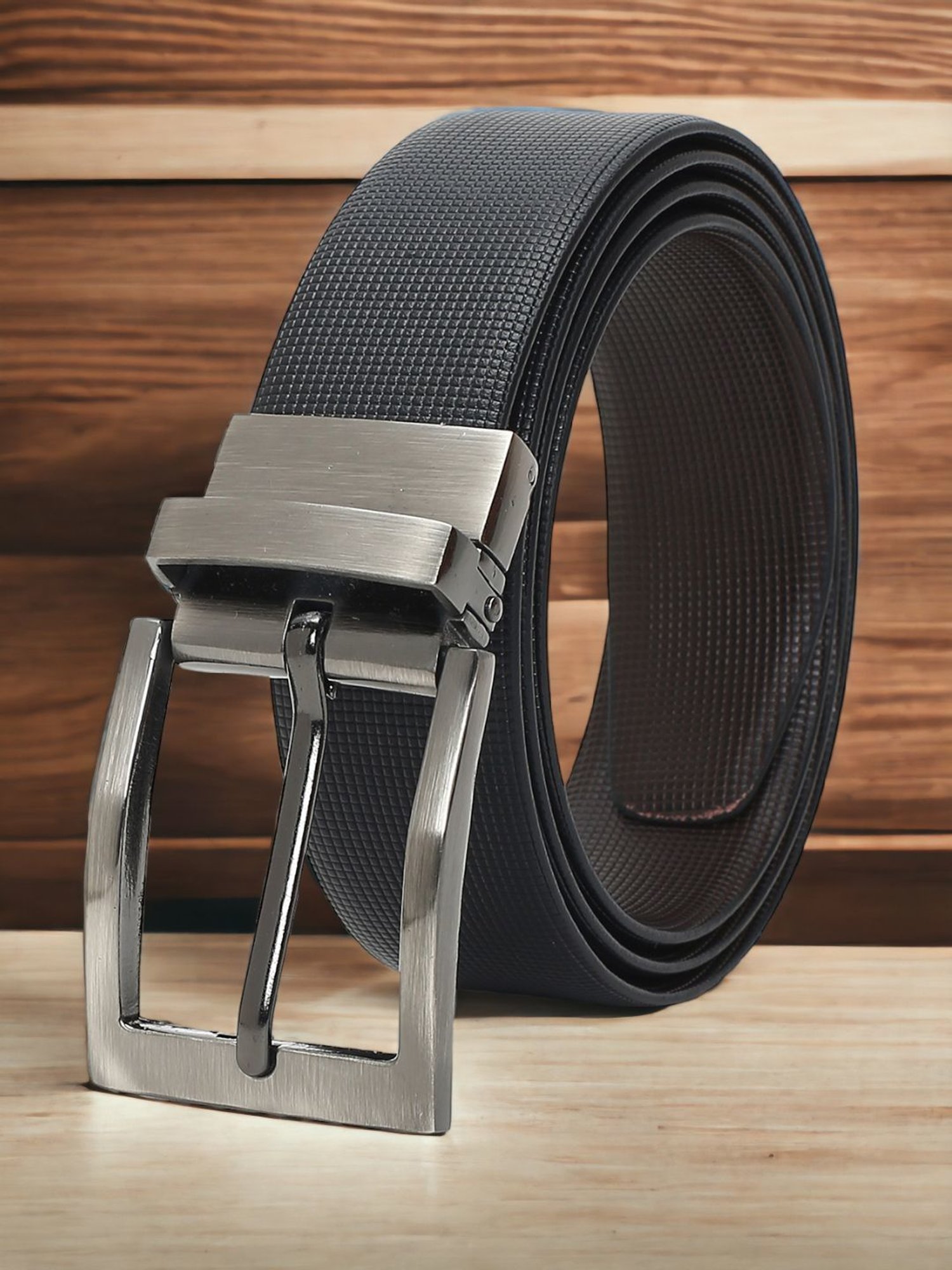 Crusset Black Leather Formal Belt for Men