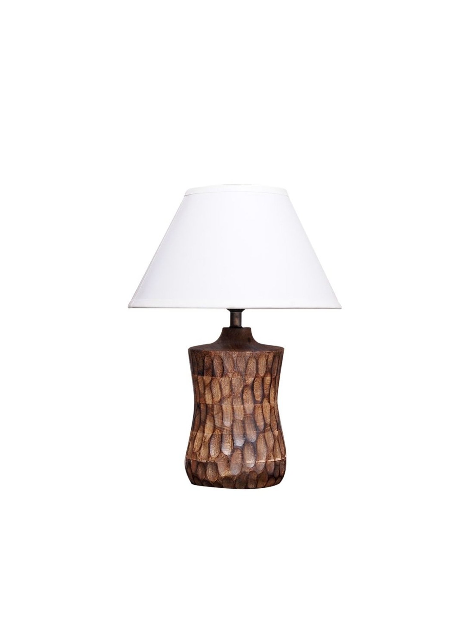 Kapoor Lamp Shades Brown & White Wood Emmett Carved Table Lamp