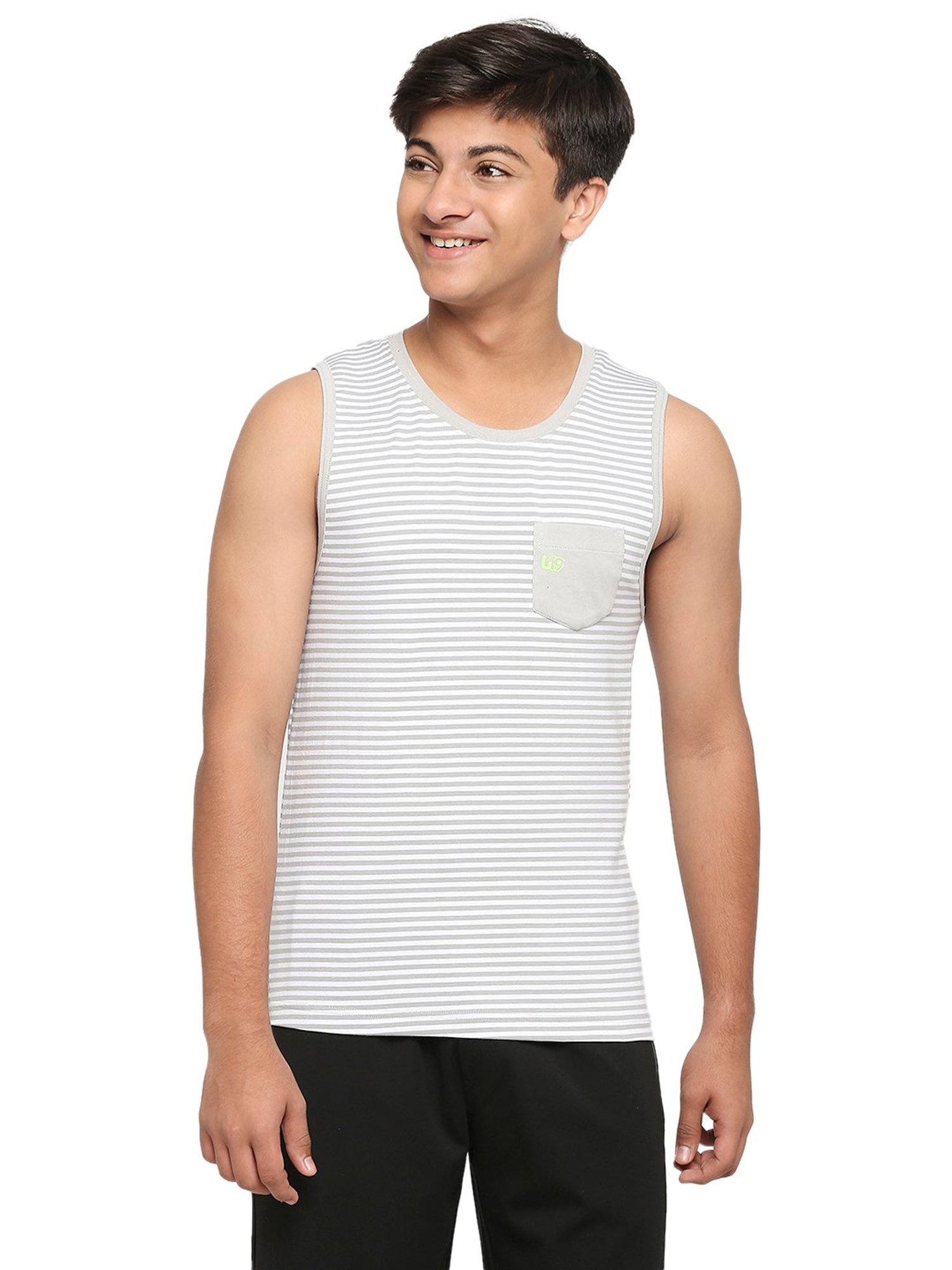 Frenchie Kids Grey & White Striped Vest