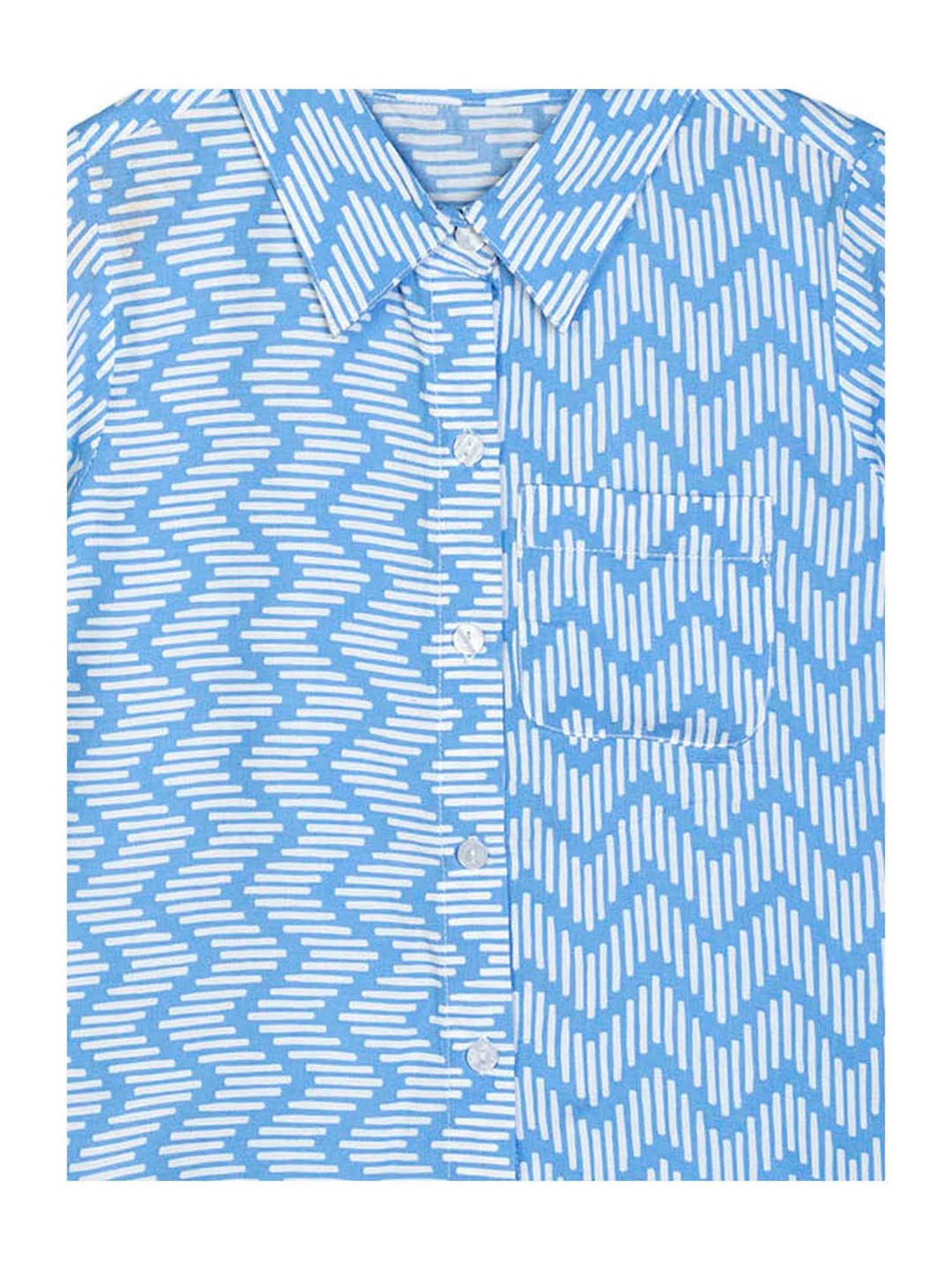 Budding Bees Kids Blue Printed Shirt