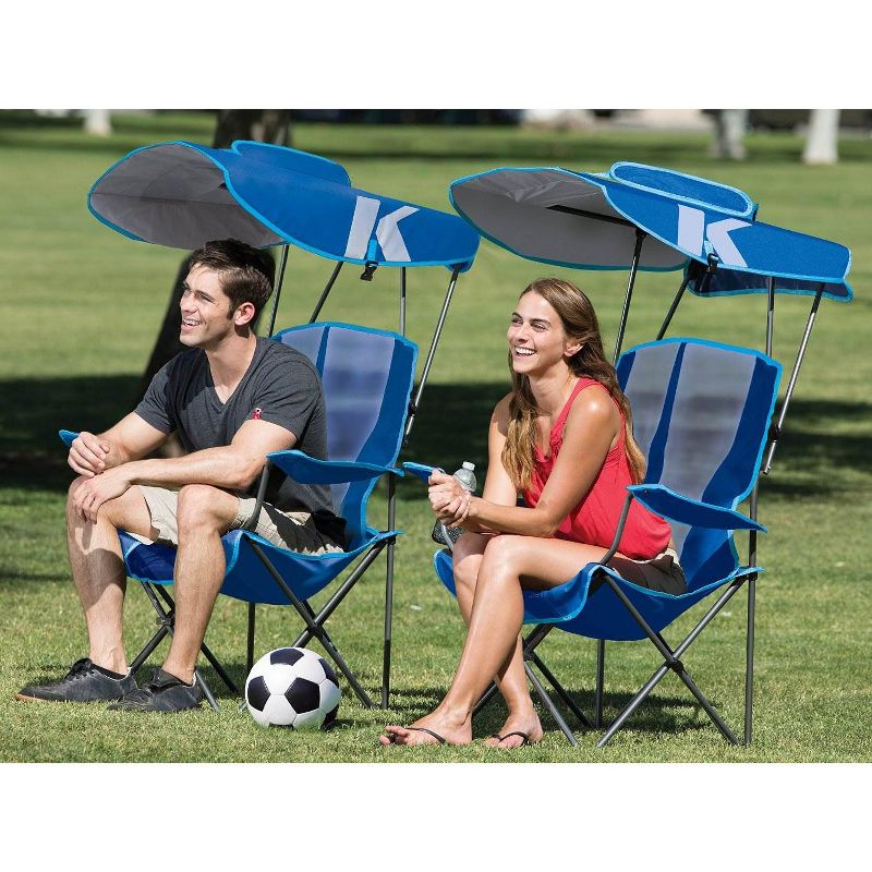 Kelsyus Premium Portable Camping Folding Lawn Chairs with Canopy, Blue & Black