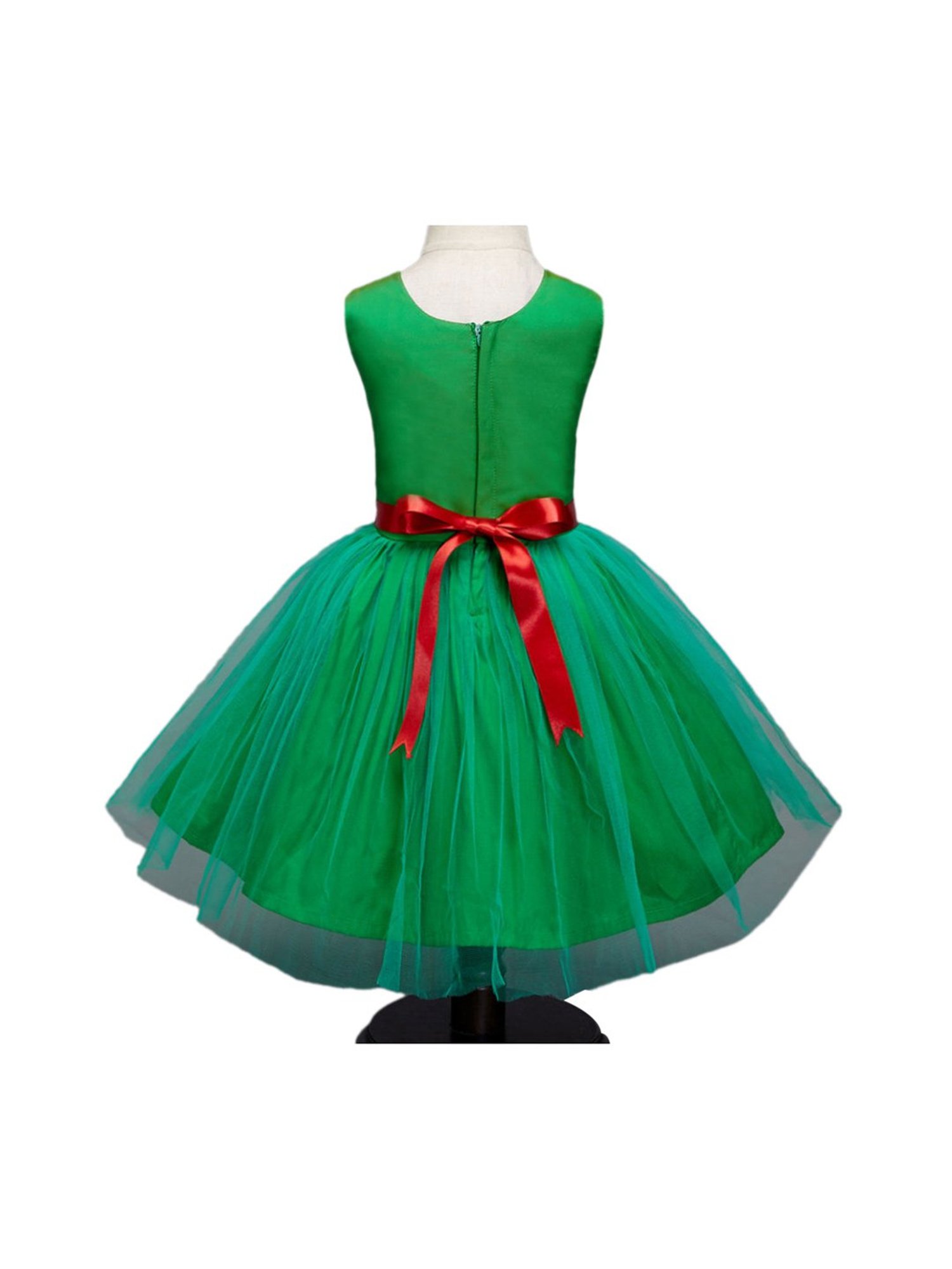 The Magic Wand Kids Green Solid Dress with Belt