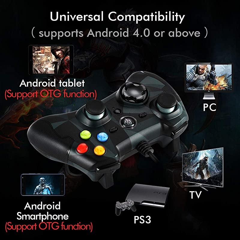 Wired Controller for PS3 PC Gamepads with Vibration Fire Button Range up to 10m Support PCLaptop Android and TV Box CamouflageWired Controller