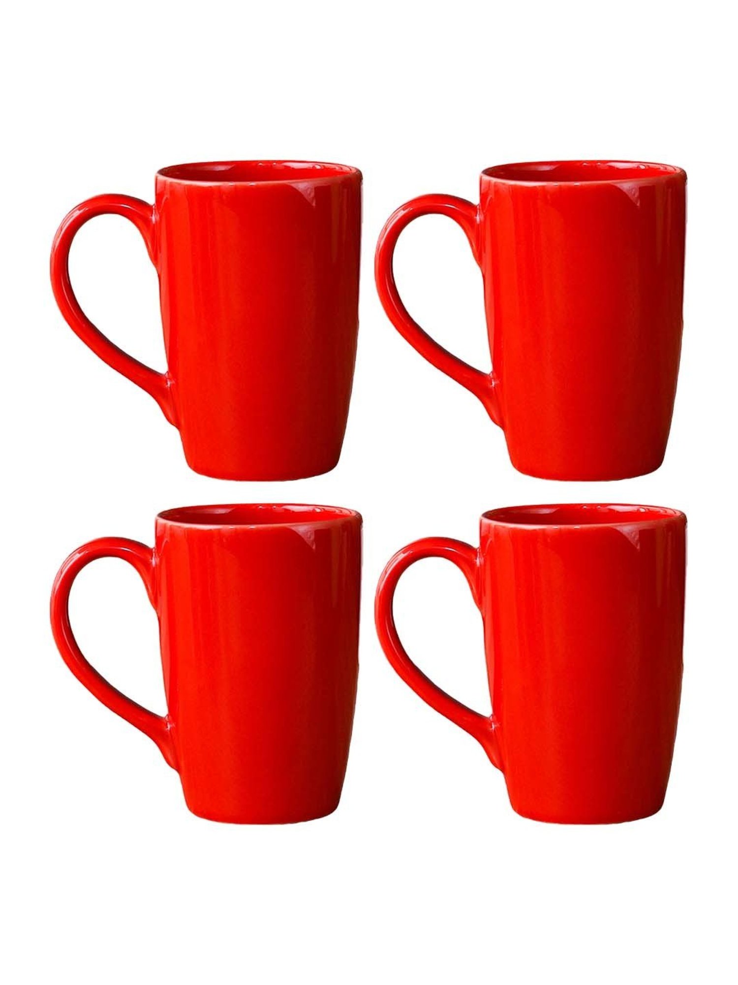 Femora Red Ceramic Coffee Mugs (0.36 L) - Set of 4