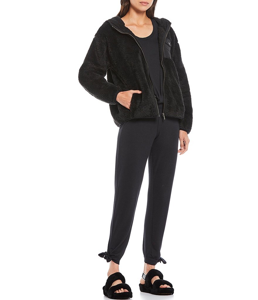 UGG Kadence Sherpa Fleece Hoodie Lounge Patch Pocket Jacket