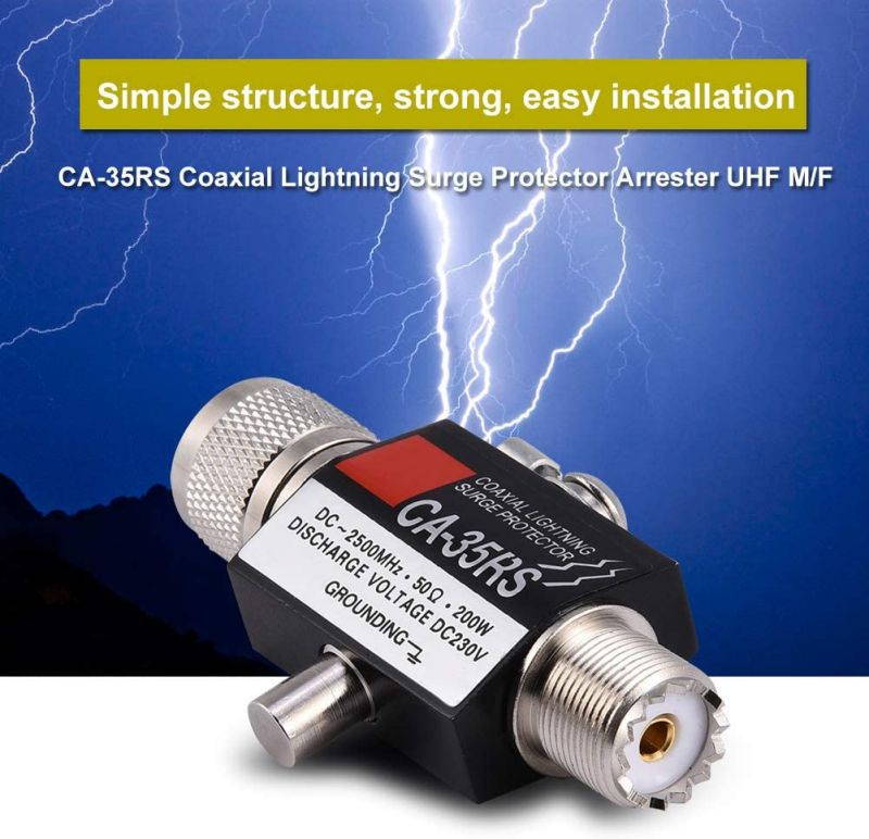 Zerone UHF Coaxial Lightning Surge Arrester Lightning Surge Protector Male to Female UHF Connector